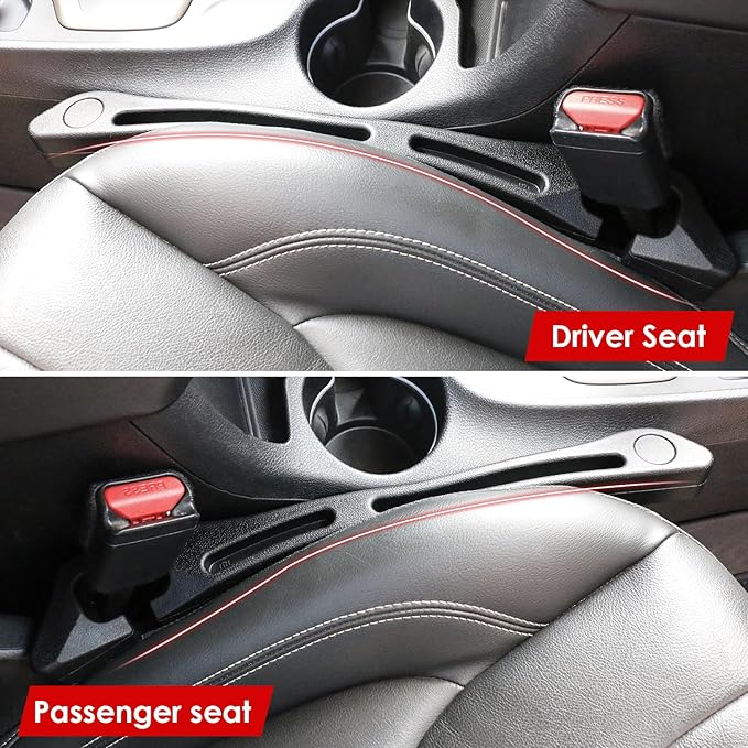 Car Seat Gap Filler, 2 Pack Seat Gap Filler Organizer with Seat Belt Holes, Seat Gap Fillers Between Seat and Console
