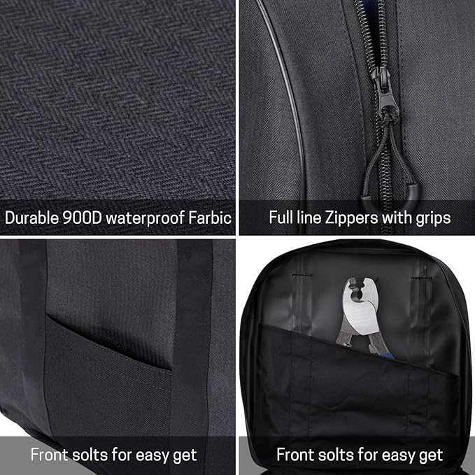 15 Inch Jumper Cable Bag, Heavy Duty Cable Storage Bag, Water Resistant Cable Organizer Bag for Jumper Cable, EV Charging Cables, Cords and Hoses (15 Inch Black)