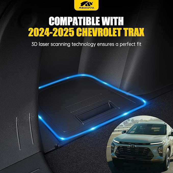 MIKKUPPA Trunk Organizer with Lid - Replacement for 2024 2025 Chevy Chevrolet Trax Accessories, ABS & TPE Waterproof Rear Trunk Side Storage Bin (Left Side)