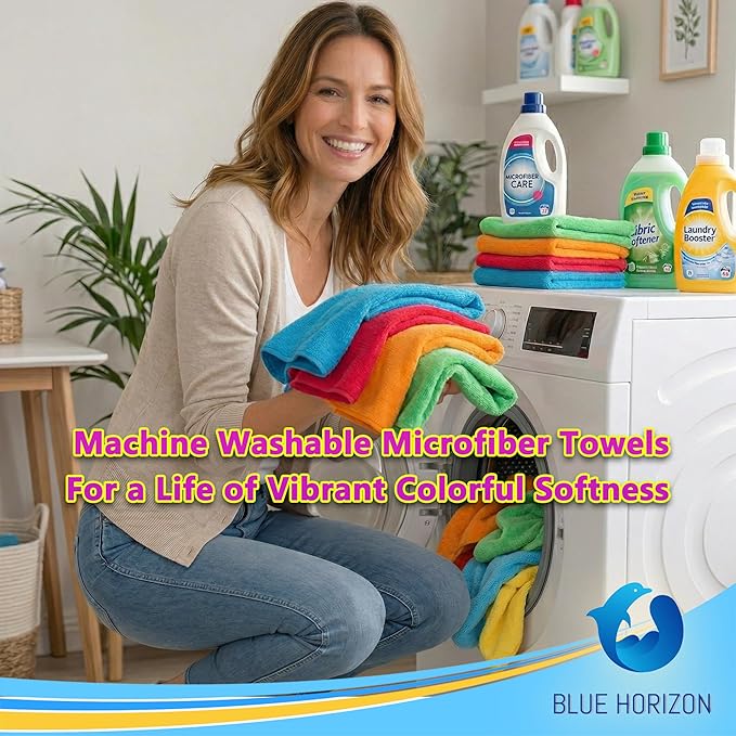 Assorted Color Microfiber Towels - 36-Pack, Dual-Sided Ultra Soft Plush Washcloth, Professional Grade Premium Microfiber Detailing Cleaning Cloths, Car, Household and Commercial (Mix Color, 16" x 16")
