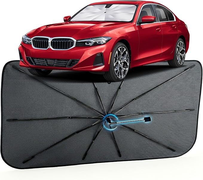 Car Windshield Sun Shade for BMW 3 Series 2019-2026 –[Reflective Coated Fabric] Sunshade Umbrella for Front Window, Car Shades Sun Visor Keep Car Cool and Protects Interior, 1:1 Exact Fit