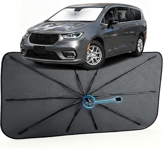 Car Windshield Sun Shade for Chrysler Pacifica 2017-2026 –[Reflective Coated Fabric] Sunshade Umbrella for Front Window, Car Shades Sun Visor Keep Car Cool and Protects Interior, 1:1 Exact Fit
