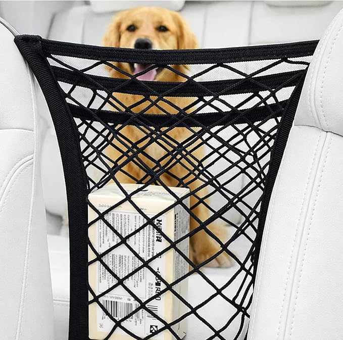 Dog Car Barrier, 3-Layer 4-Side Mesh Pet Divider Dog Barrier for Car, Dog Barrier for SUV Universal Fit Stretchable Easy Install Car Organizer