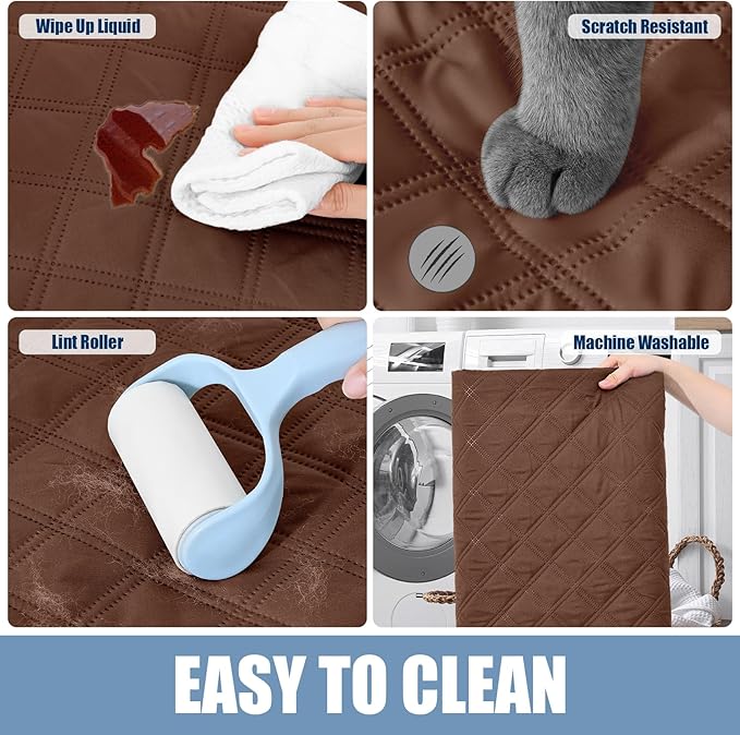 Smiry Waterproof Dog Bed Cover Pet Blanket, Soft Washable Dog Blanket for Furniture Bed Couch Sofa Reversible, Checkered (40"x90", Brown/Beige)