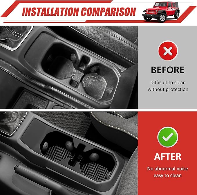 Center Console Cupholder Organizer for 2018-2025 Jeep Wrangler JL JLU 4XE/Gladiator JT Center Console Cupholder Insert Storage Tray for Wrangler&Gladiator(Center Console Cupholder Organizer)