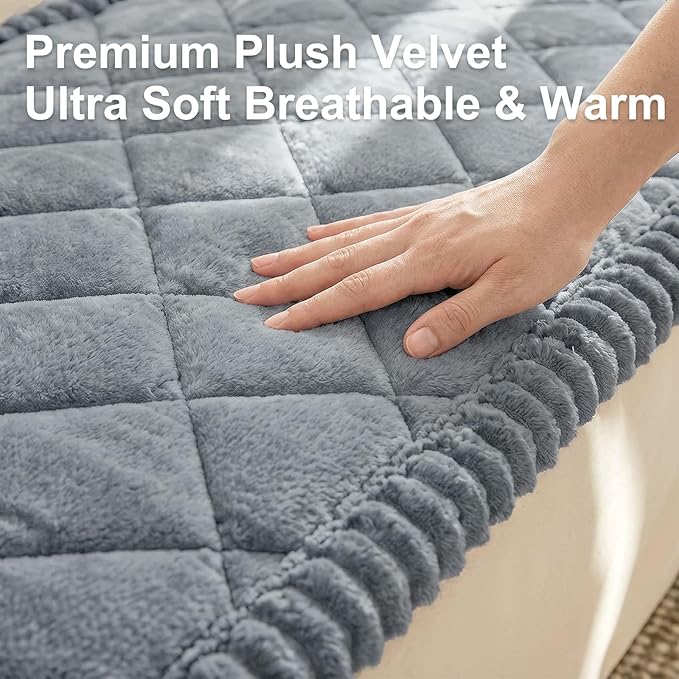 Smiry Fuzzy Couch Cover for Dogs, Non Slip Washable Pet Sofa Cover, Scratch Proof Hair Resistant Plush Sofa Slipcover, Pet Friendly Couch Cushion Protector for Cat, Grey, 27.6" x 70.9"