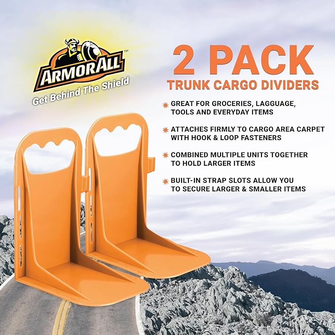 Armor All Trunk Cargo Blocks, Cargo Dividers, Trunk Dividers, Hook & Loop Trunk Organizer Blocks to Hold Cargo in Place, Cargo Containment System for Cars, Trucks, SUVs, Vans, 2 Pieces