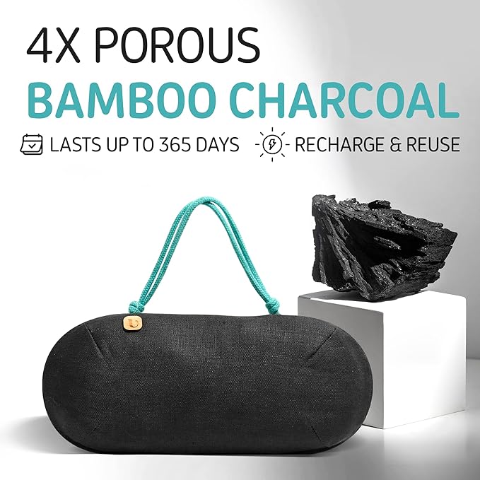 PURGGO Car Air Freshener - Lasts 365+ Days No Chemicals 100% Activated Bamboo Charcoal Fragrance-Free Deodorizer, Natural Auto Odor Eliminator, Purifier, Neutralizer, Absorb Smoke Smell