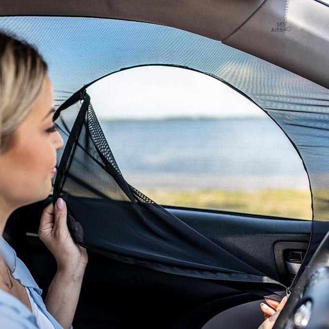 Sedans and Compact SUV Car Front Window Screens for Camping Front Windows Shade Driver Side Window Privacy Covers Zipper Added Increased Ventilation