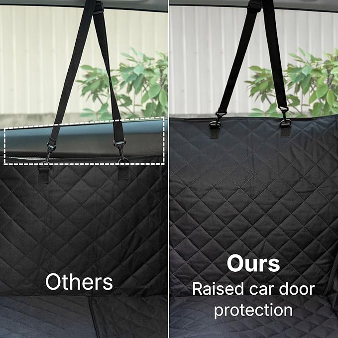 Dog Car Seat Cover for Back Seat with Door Protection, Waterproof Dog Seat Hammock, Soft-Padded Pet Car Seat Cover for SUVs & Sedans (Black)