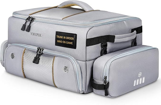 YOREPEK Upgraded Golf Trunk Organizer, Golf Gifts for Men, with Removable Insulated Pouch&Dust-Proof Protective Layer, Multi-Compartment fits 2 Pairs of Shoes, Golf Accessories
