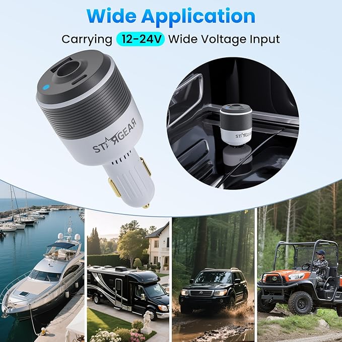Starlink Mini Car Adapter, 3-in-1 Car Charger for Starlink Mini, 12V to 24V DC Step Up Converter with Dual USB Ports, Cigarette Lighter Adapter for Starlink Mini Power Supply,Ideal for RV,Boat,Trailer