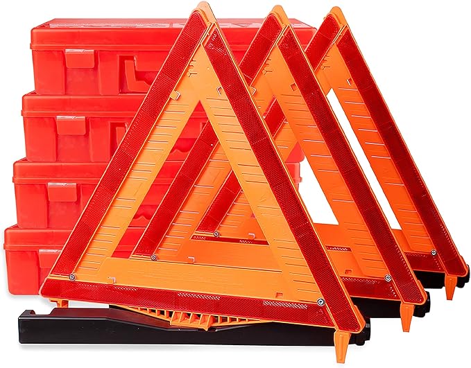 CARTMAN 12 Pack Warning Triangle DOT Approved, Identical to United States FMVSS 571.125, Reflective Warning Road Safety Triangle Kit
