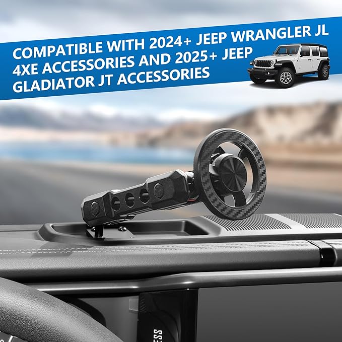 sukemichi Magnetic Phone Mount for 2024 Jeep Wrangler - Adjustable Smartphone Bracket Cell Phone Automobile (Magsafe Phone Mount)