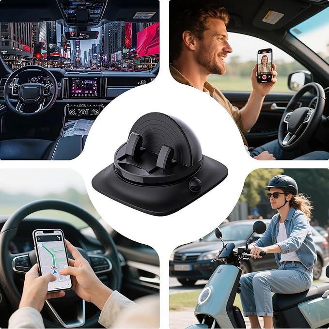 Dashboard Phone Holder, Car Mount Stand, 3.82 Inch Organizer with Cable Feature, Adjustable Non-Slip Base with Secure Build, Navigation Gear for Driving, Travel Accessories for Smartphone Tablet Truck
