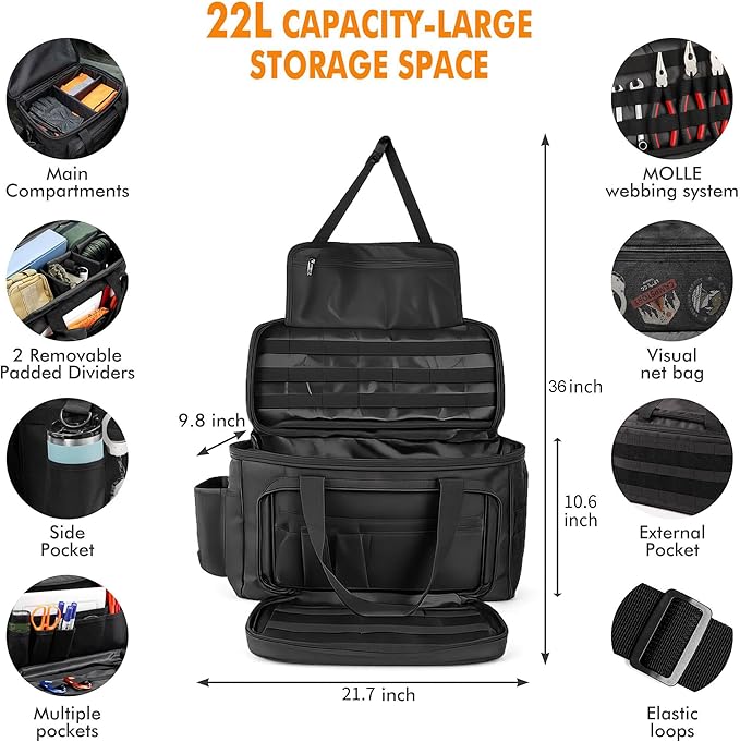 Car Front Seat Organizer, Truck Front Seat Organizer for Storage, Front & Passenger Organizer Bag with Multiple Pockets,Water-Resistant 600D Oxford Fabric,Adjustable Strap,Truck Driver Gifts for Men