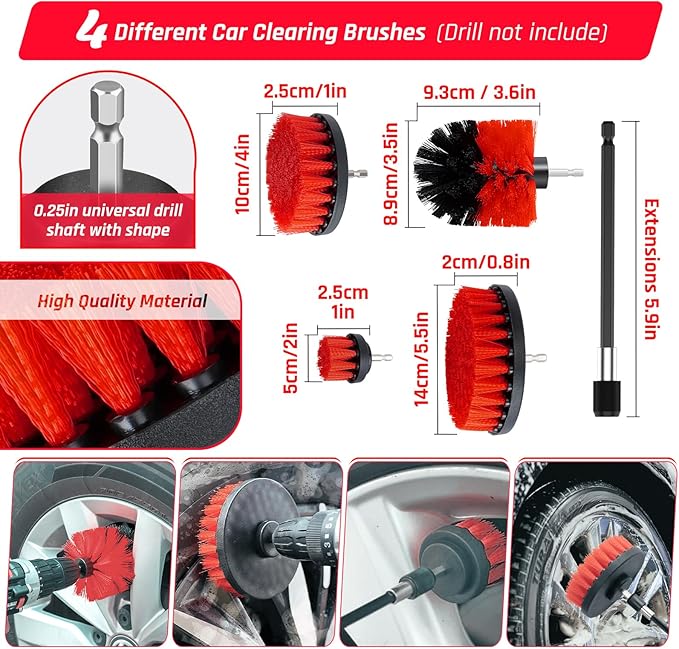 Fortuning's JDS 39PCS Car Wash Cleaning Kit, Auto Detailing Kit, Car Detailing Kit Interior Cleaner, Car Wash Kit with Bucket Detailing Brush Set Car Accessories for Motorcycle, Cars, Bikes, Wheels