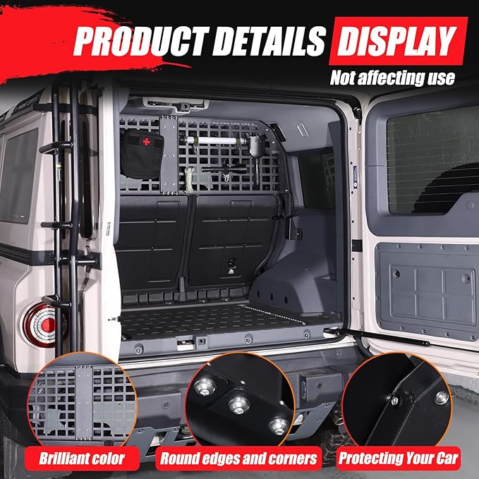 Dog Car Barrier & Trunk Cargo Rack Compatible with Ineos Grenadier 2020-2026, Travel Car Dog Barrier Net Partition Door Restraint Fence, Guard Blocks Access to Front Seats