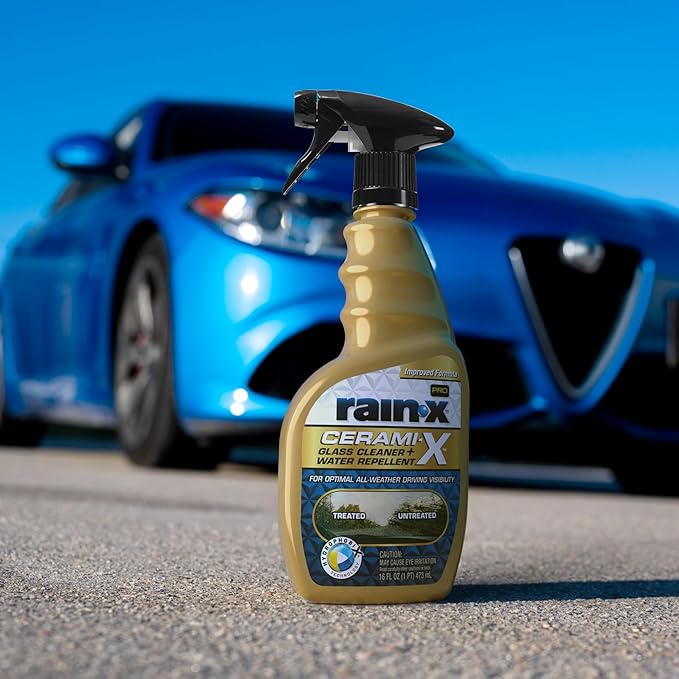 Rain-X 630178 Cerami-X Glass Cleaner + Water Repellent, 16oz - Cleaning Effectively While Remaining Streak Free, Protecting Against Contaminants and Stains