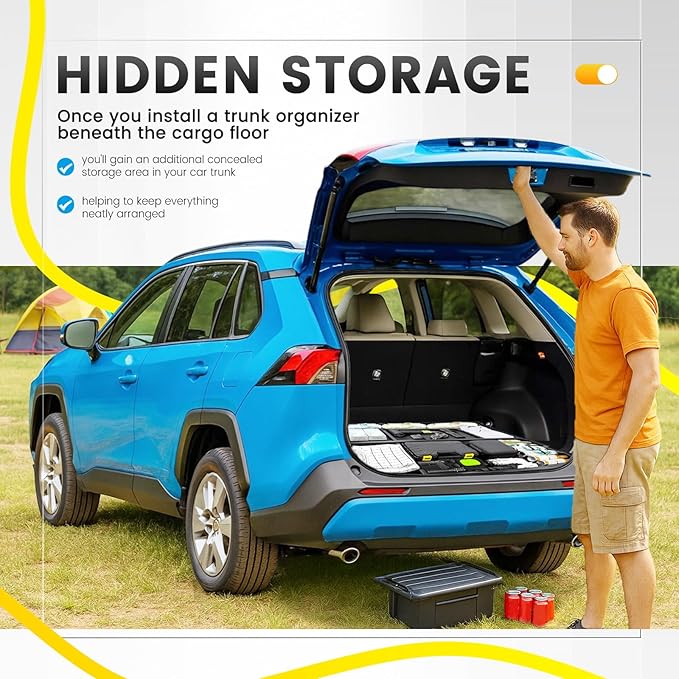 Rear Hatch Trunk Hidden Storage Box Compatible with 2019-2025 Toyota RAV4 (Not Fit RAV4 Prime) Insert Cargo Organizer Storage