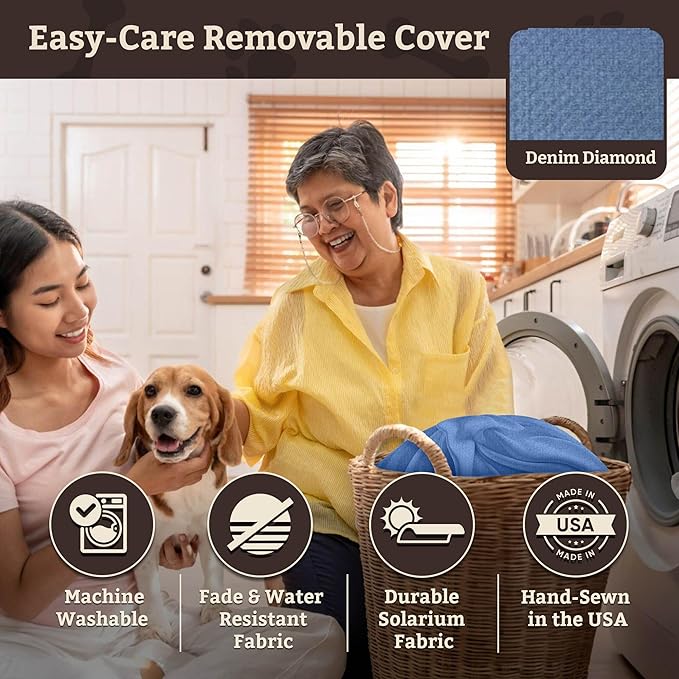 Snoozer Dog Car Seat: Lookout I Dog Booster Car Seat for Pets up to 18lbs, Helps Alleviate Travel Sickness & Fear for Dogs, Removable Washable Cover – Denim Diamond, Size Small