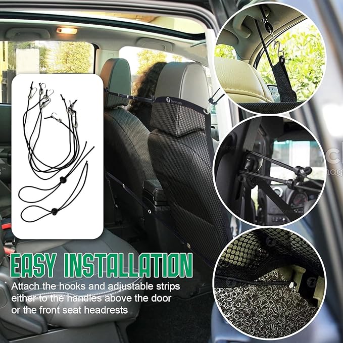 ZONETECH Pet Vehicle Net Barrier Large Universal Fit Safety Mesh for Most Cars, Trucks, SUV