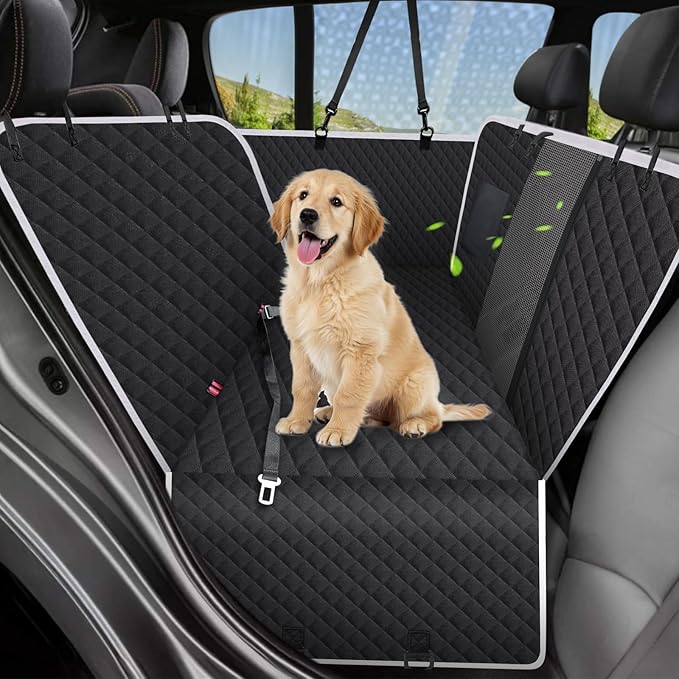 Meolsaek Car Seat Cover for Dogs, Non-Slip Dog Hammock for Car Back Seat, with Mesh Window Scratch Proof Nonslip Back Seat Protector for Trucks SUVs Most Cars (White)