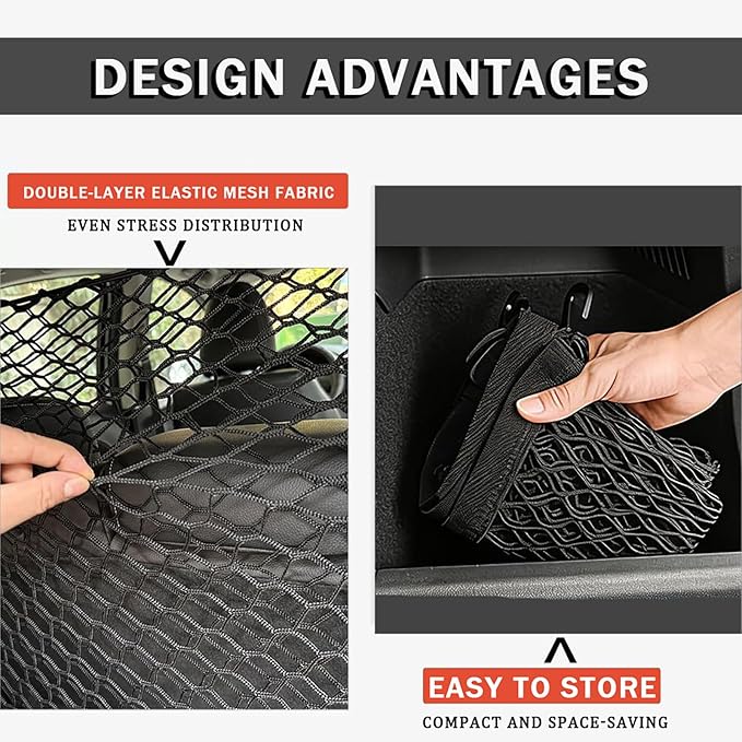 Dog Car Barrier for Nissan Murano 2002–2025, Durable Car Dog Back Seat Barrier Net, Elastic Mesh Pet Divider Storage Net, Breathable & Secure Travel Guard