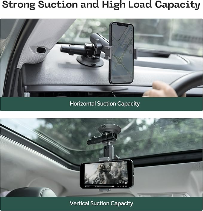 FANAUE Phone Holder Suction Cup Mount, Cell Phone Mount for Dashboard Windshield Vent Wall,Car Phone Holder for iPhone 17 Pro Max 16 15 14 13 12