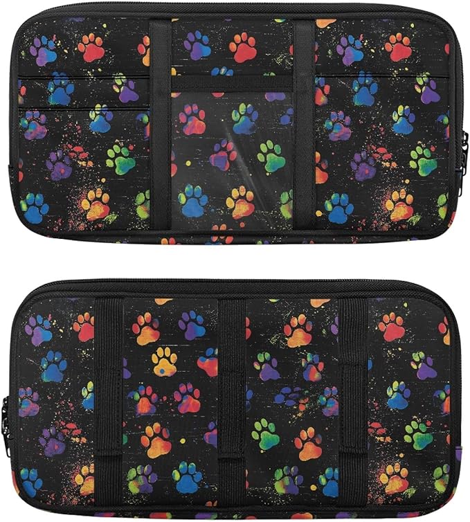 Car Sun Visor Organizer Dog Paw Prints Sun Visor Organizer with Multi-Pocket Card Holder Cars Accessories Easy Installation for Cars, SUVs & Trucks