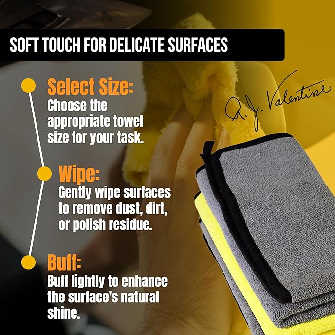 VPD Microfiber Coral Fleece Towels - Dark Yellow, Ultimate Car Drying Towels, Extra Large, Super Absorbent, Lint and Scratch Free, Perfect for Car Wax Polishing (6, 15.75" by 23.5")