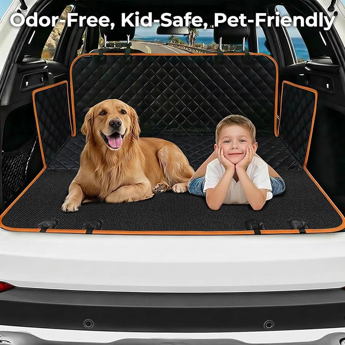 KITPLUS Dog Car Seat Cover for Pets Waterproof Seat Cover Hammock Nonslip Durable 600D Heavy Duty Scratch Proof Soft Back Seat Covers for Cars Trucks and SUVs