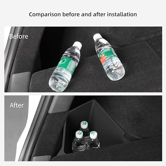 LUCKEASY 2PCS Trunk Storage Box for Tesla Model Y 2021-2024 5 Seat (Not Fit 2025+ Juniper) TPE Trunk Organizer Bins With Lids Trash Cans Accessories Interior Black