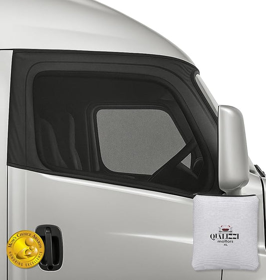 XXXL/Window Sun Shades for Trucks (9 Sizes) - Slip-On Breathable Mesh Socks for Side Windows, Full Coverage Heat & Bug Protection, 2-Pack by Qualizzi