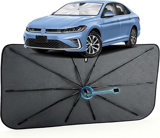Car Windshield Sun Shade for Volkswagen Jetta 2019-2026 –[Reflective Coated Fabric] Sunshade Umbrella for Front Window, Car Shades Sun Visor Keep Car Cool and Protects Interior, 1:1 Exact Fit