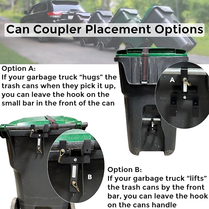 American-Made The Original Can Couplers to Hook Multiple Wheeled Trash Containers - By Garbage Commander