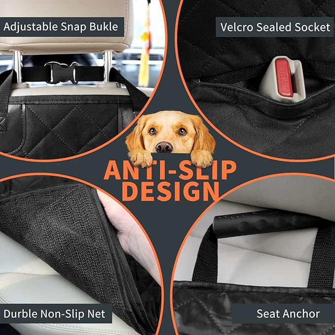 IVY&LANE Dog Car Seat Cover for Back Seat,Conversible 2-in-1 Waterproof Front Seat Cover,Heavy-Duty & Scratchproof Car Seat Protector Cover for SUVs, Trucks and Sedans