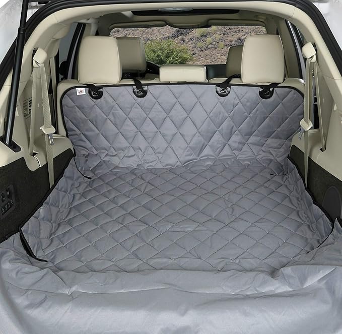 4Knines SUV Cargo Liner for Dogs – Dog Trunk Cover – Heavy-Duty, Waterproof Pet Seat Protector – Durable Cargo Liners for Dogs – USA-Based Company - Large (Grey)