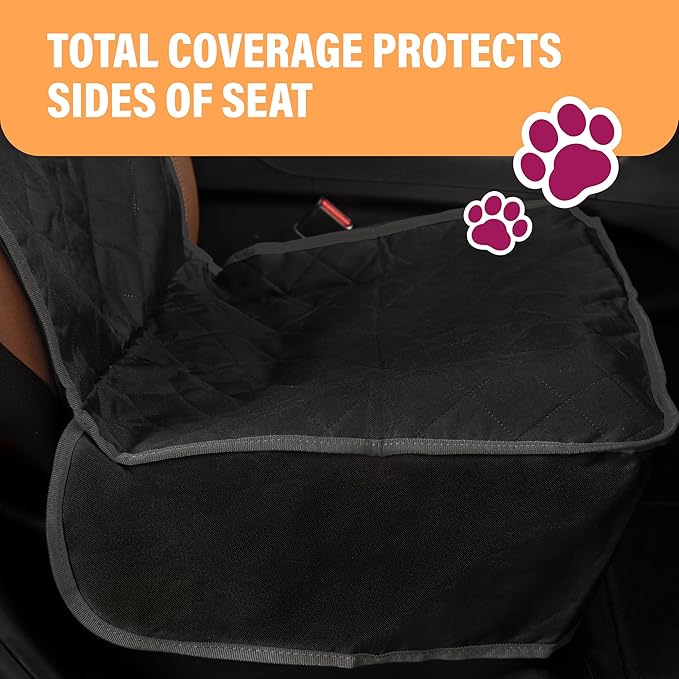 Active Pets Dog Car Seat Cover, Waterproof Front Seat Protector for SUV Truck Sedan, Pet Safety Travel Comfort System with Universal Fit, Grey