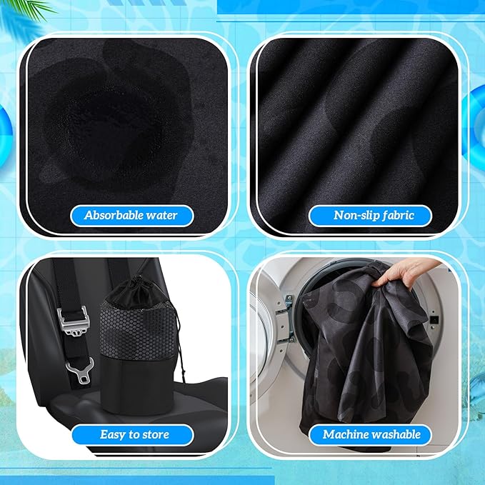 Hahafelt 1 Pack Car Seat Towel Covers with Storage Bag 63 x 32 Inch Athletic Running Towel Seat Sweat Washable Non Slip Cover Gift for Car Outdoor Sport Activities (Black Leopard Print)