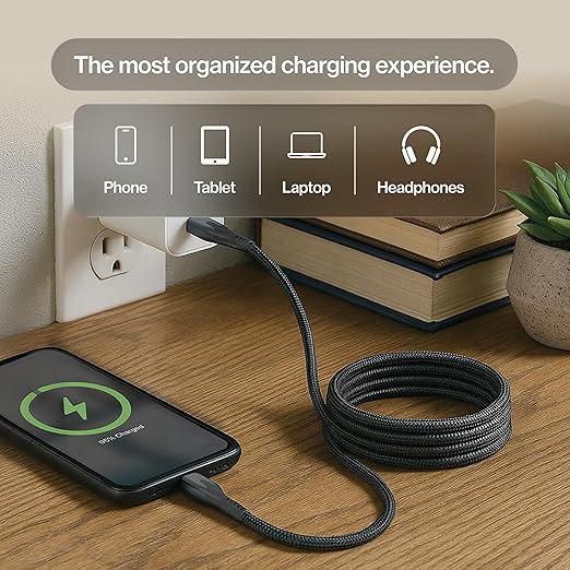 Statik MagStack Pro USB C to USB C Cable, Clutter-Free Magnetic Type C Charger Fast Charging Cord, Magnetic Charging Cable, Compatible with iPhone 16 Pro Max, 15, Galaxy S21, 100W 6FT/2M, 3-Pack