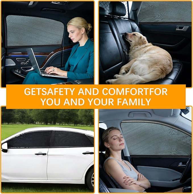 2 Pack Front Car Window Covers Car Window Shades Car Side Window Sun Shades, UV Protection Breathable Spandex Window Covers, Universal Fit Most (99%) of Cars(Medium 42.5"x18.8")
