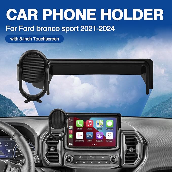 Autorder Car Phone Holder for 2021-2024 Ford Bronco Sport Accessories Phone Mount 8-Inch Screen Cell Phone Automobile Cradles Hands-Free 360 Degree Rotation