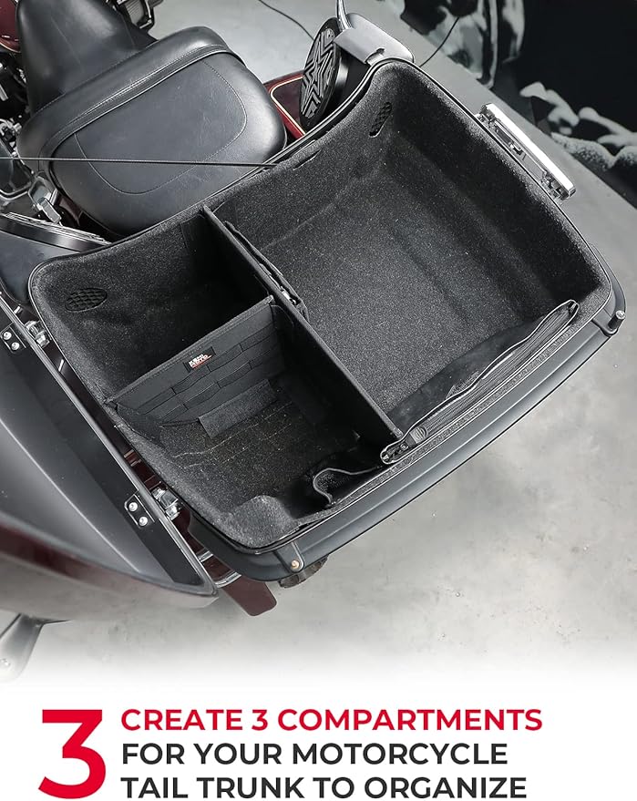 KEMIMOTO Organizer for Tour Pack Storage bag with Mesh Pocket and Dividers Compatible With Touring CVO Road Glide Ultra Limited Tri Glide 2014-2025