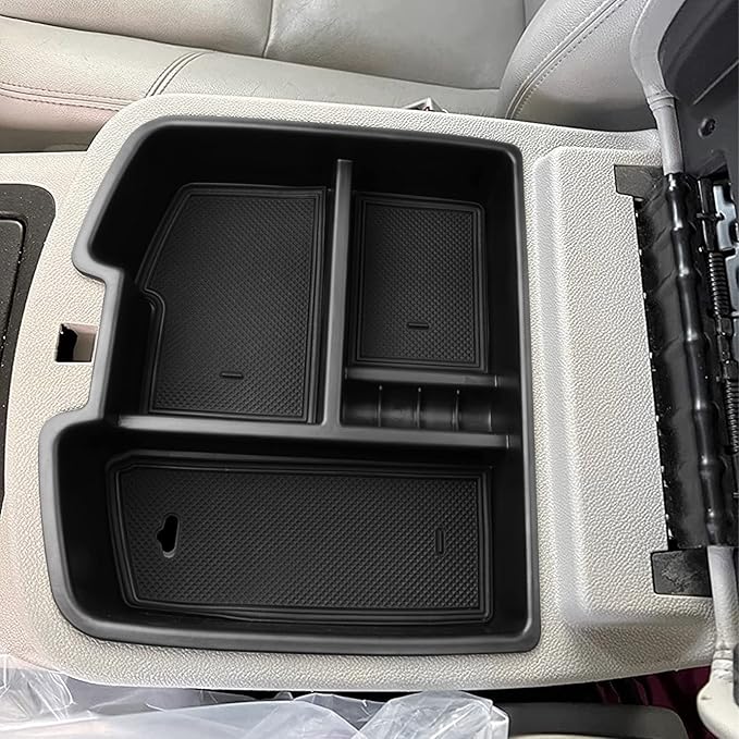 HGWEI Center Console Organizer Compatible with 2007-2014 Chevy Silverado GMC Sierra Avalanche Tahoe Suburban Yukon Yukon XL Accessories, Floor Mounted Center Console ONLY, Black Trim