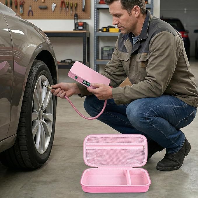casmilee Case for Halo Bolt 58830/57720/ Air 58830/ ACDC Max 55500/ PaL 1000/ Air+ 1750/ Ultimate 2 Portable Emergency Power Kit, Holder for Car Jump Starter and Extra Accessory- Pink (Box Only)