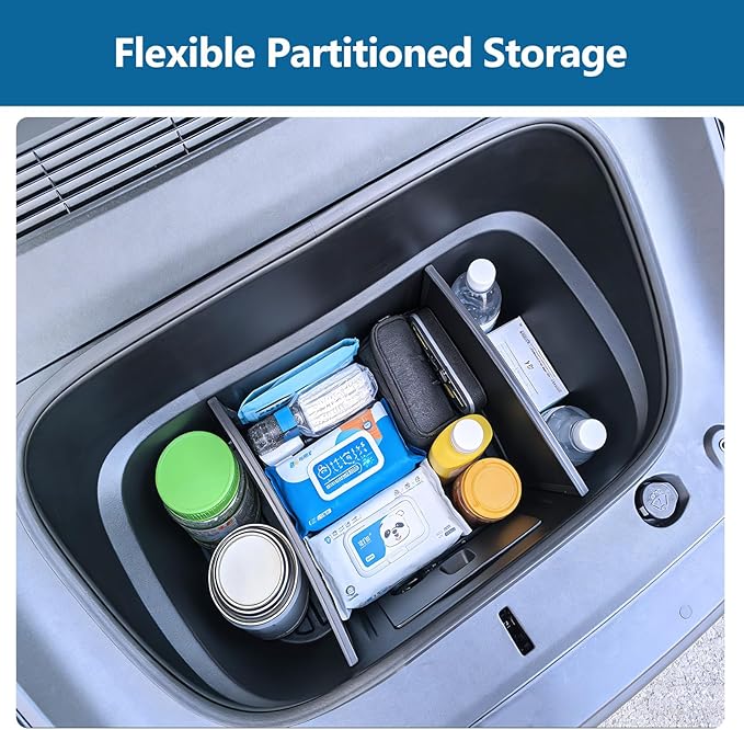 2PCS Front Trunk Divider Storage Partition for Tesla Model Y Juniper 2026 2025 Storage Separation Front Trunk Organizer Dividers for Model Y Juniper Accessories Tpe Black