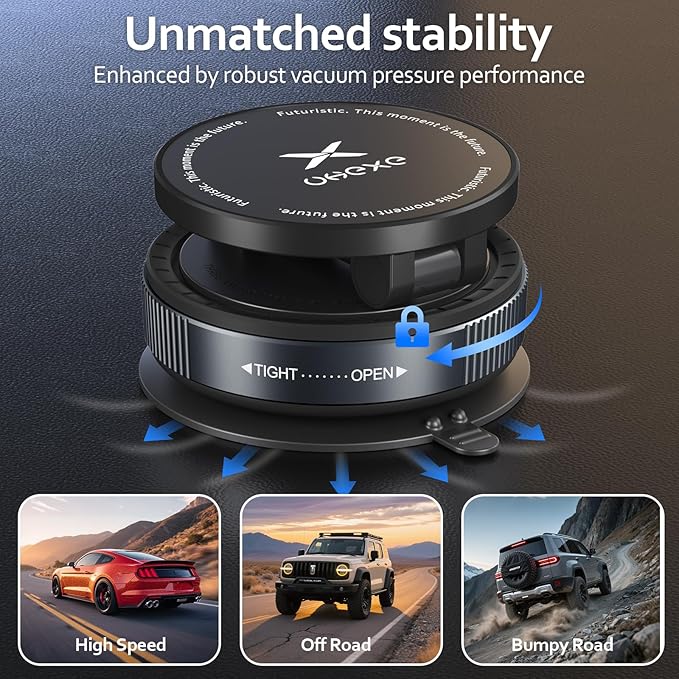 Vacuum Magnetic Phone Holder for You Car 360° Adjustable 96LBS Ultra Suction Cup Car Phone Mount for MagSafe Cell Phone Holders for iPhone 17 Pro Max 16 15 14 13 12 Air Plus