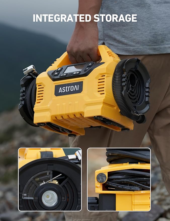 AstroAI Cordless Tire Inflator Portable Air Compressor for Car 160PSI with HD Screen, 3 Power Sources & Dual Powerful Motors, Heavy Duty Air Pump Inflation/Deflation father day gifts