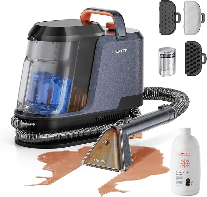 Uwant Portable Carpet and Upholstery for Deep Cleaner, 18Kpa Carpet Cleaner Machine for Cars, Pets with Cleaning Tool and Self Cleaning for Spot, Rug, Couch Set of 1